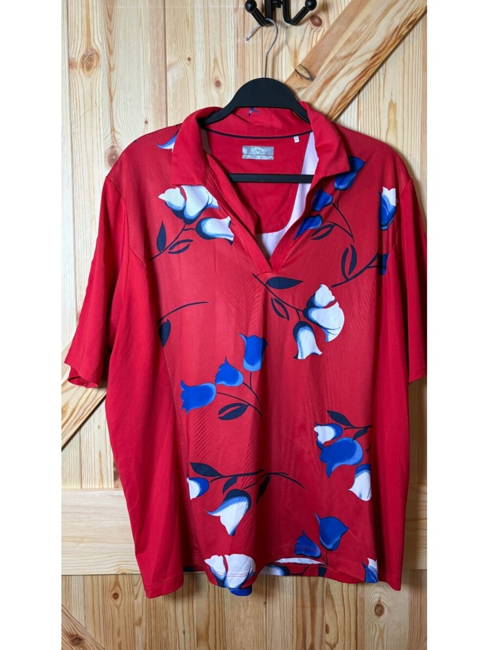 Callaway Red Floral Golf Polo Shirt XXL